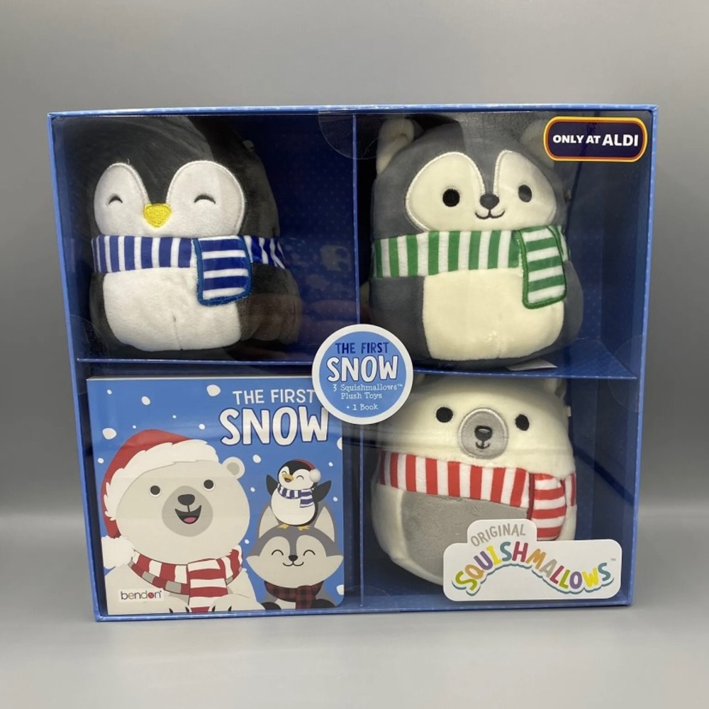 Squishmallows First Snow Book Aldi Gift Set Christmas Penguin Fox Polar Bear